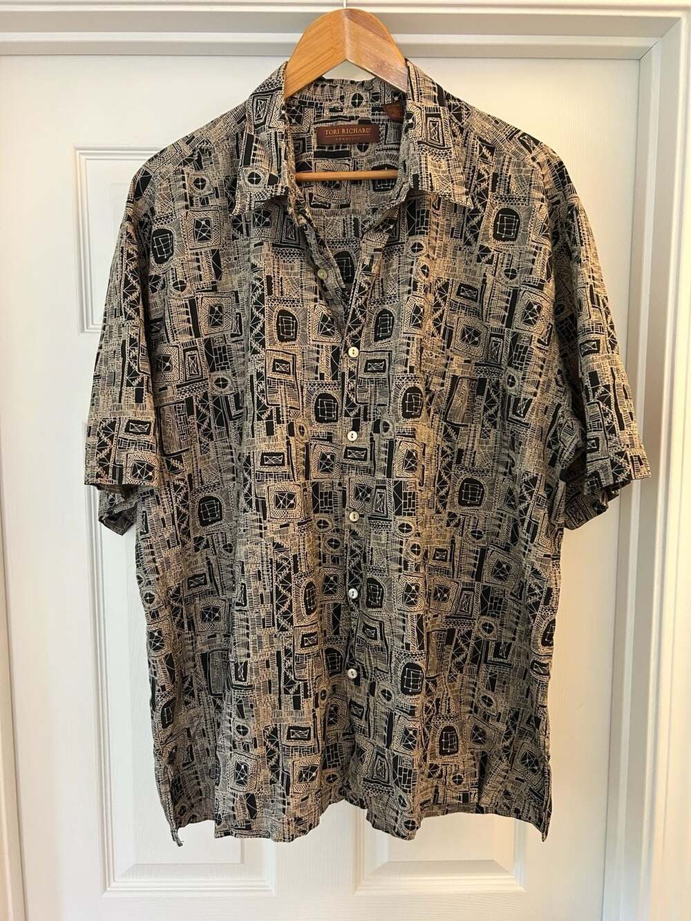 Tori Richard Honolulu 100% Cotton Lawn Geometric Print Shirt 2XL